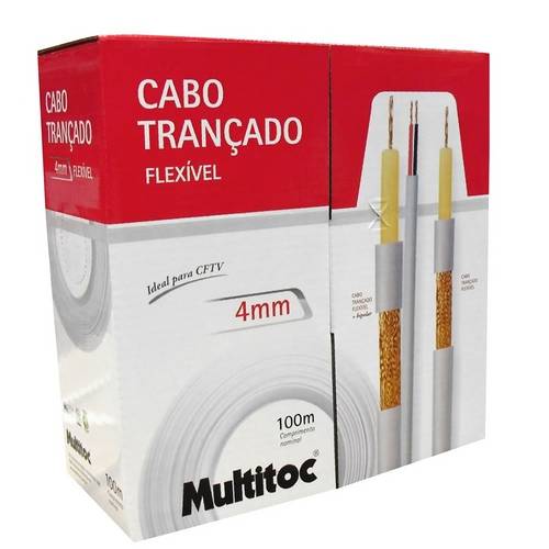 Cabo Trançado Multitoc 4mm 2x26 Awg-75 Cftv - Branco Muca2084