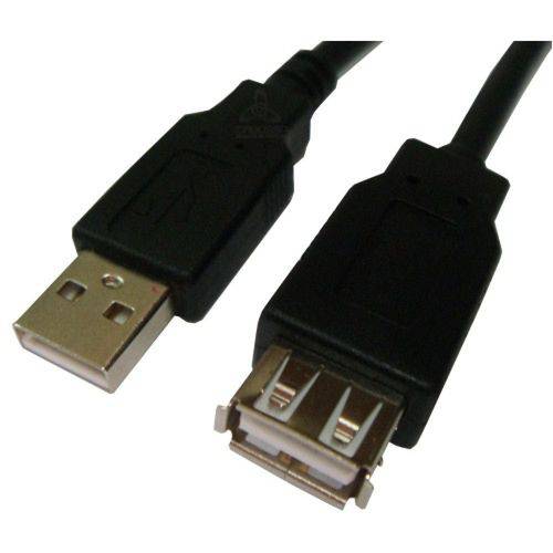 Cabo USB2.0 a Macho + a Femea 3 Metros Preto PLUS CABLE