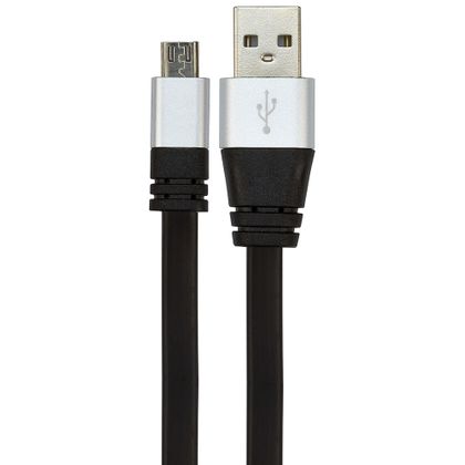 Cabo USB de Silicone Carregador e Dados Celular Micro USB Preto