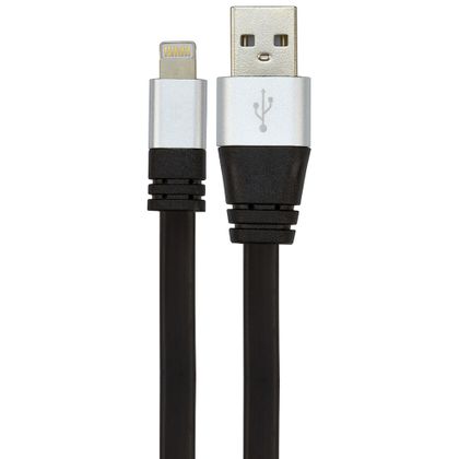 Cabo USB de Silicone Carregador e Dados para IPhone 5 e 6 Preto