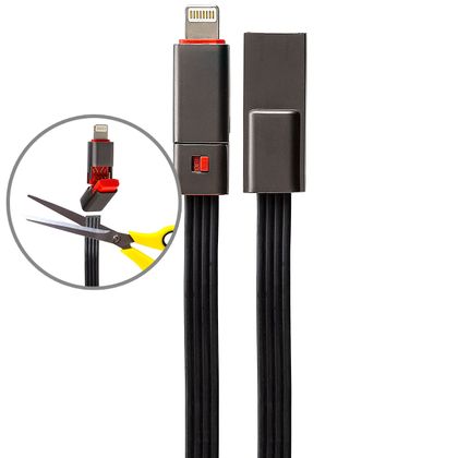 Cabo USB Lightning, Flat, Silicone - Ponta Reparável 1 METRO