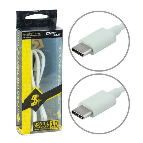 Cabo Usb Tipo C+c 1 Metro Usb 3.1 Super Speed 10gbps Chipsce