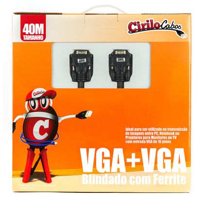 Cabo VGA Blindado com Ferrite, 40 Metros - Cirilo Cabos