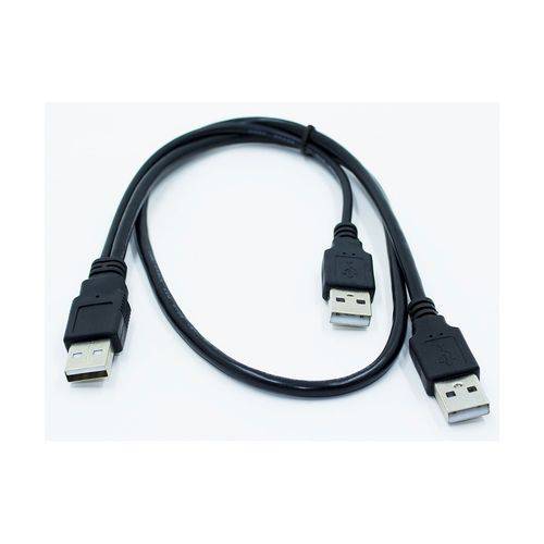 Cabo Y USB 2.0 HD Externo 1 USB a Macho + 2 USB a Macho 70cm + 30cm Preto Mxt 8.3.137