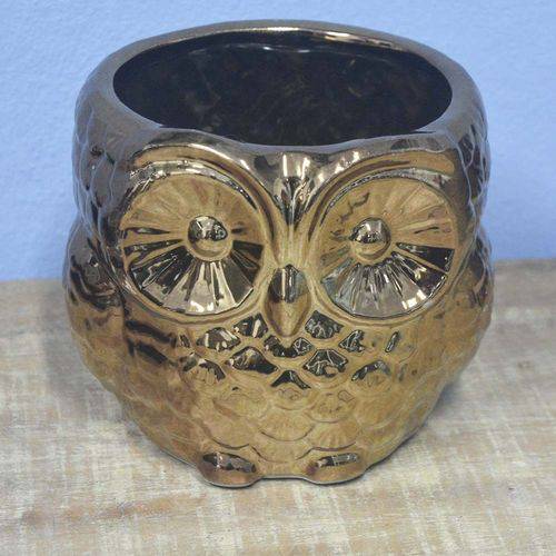 Cachepot Ceramica Little Owl Cobre 12,5 X 12,5 X 12 Cm