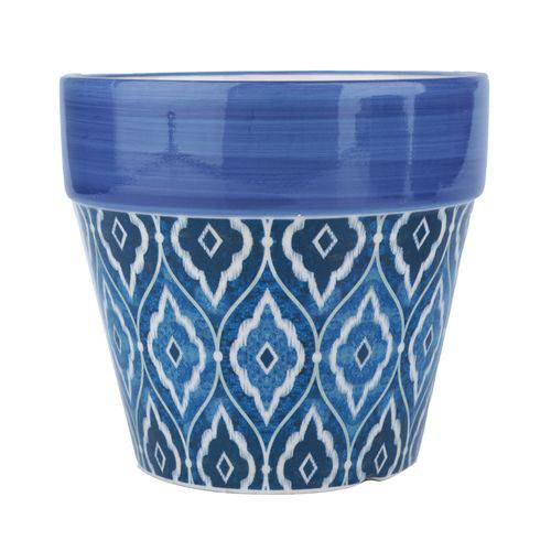 Cachepot Ceramica Marrocan Blue Cone Azul 14 X 14 X 12,5 Cm