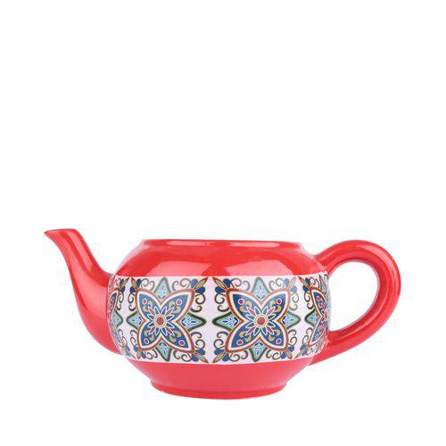 Cachepot Ceramica Teapot Floral Vintage Vermelho