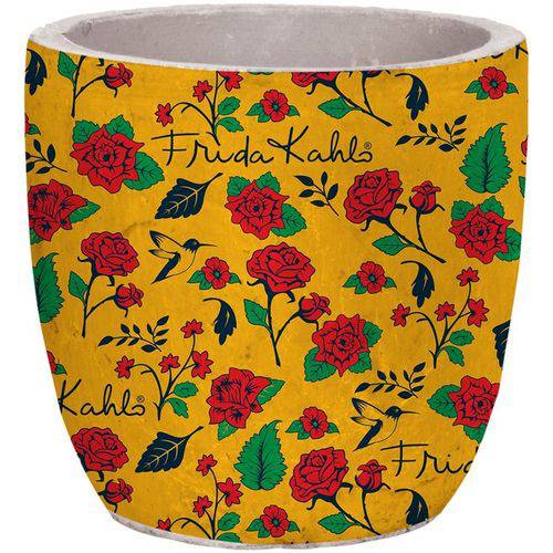 Cachepot de Cerâmica Amarelo Flowers Frida Kahlo Urban