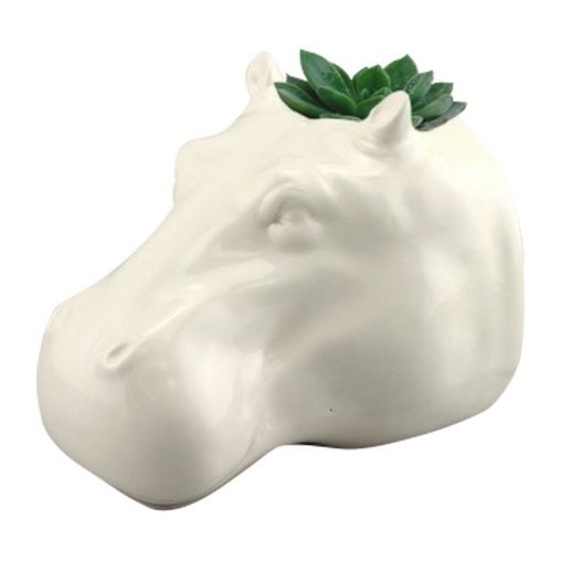 Cachepot de Cerâmica Branco Head Hippo Urban