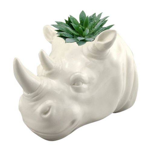 Cachepot de Cerâmica Branco Head Rhino Urban