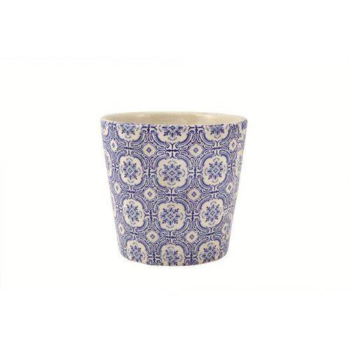 Cachepot em Cerâmica Clamart 6506 13,5cm Branco/Azul