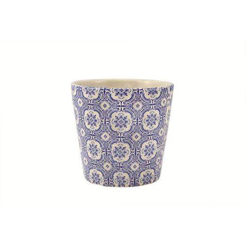 Cachepot em Cerâmica Clamart 6507 11cm Branco/Azul