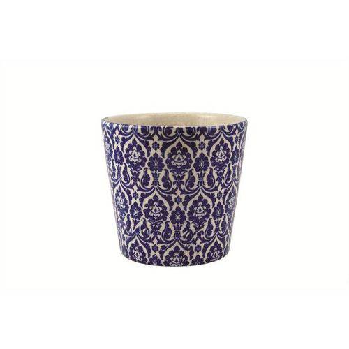 Cachepot em Cerâmica Versales 6498 11cm Branco/Azul
