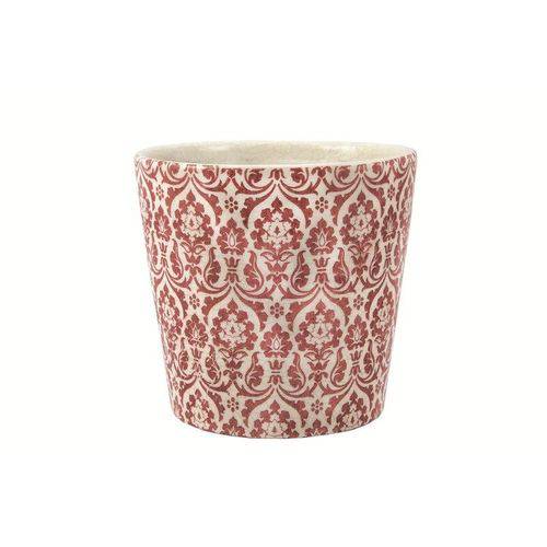Cachepot em Cerâmica Versales 6499 16,5cm Branco/vermelho