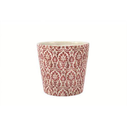 Cachepot em Cerâmica Versales 6500 13,5cm Branco/vermelho