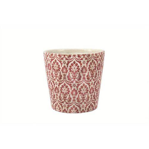 Cachepot em Cerâmica Versales 6501 11cm Branco/Vermelho