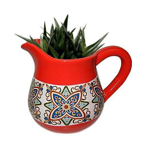 Cachepot, Vaso Decorativo de Cerâmica Floral Vintage Vermelho Urban - H40426