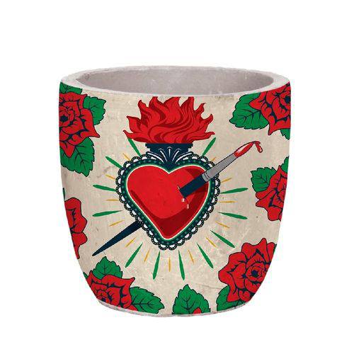 Cachepot, Vaso Decorativo de Cerâmica Heavened Heart Colorido Frida Kahlo - H40533