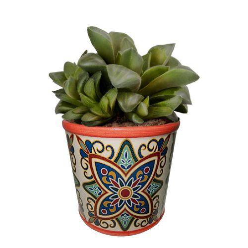 Cachepot, Vaso Decorativo de Cerâmica Rounded Floral Vintage Vermelho Urban - H40423