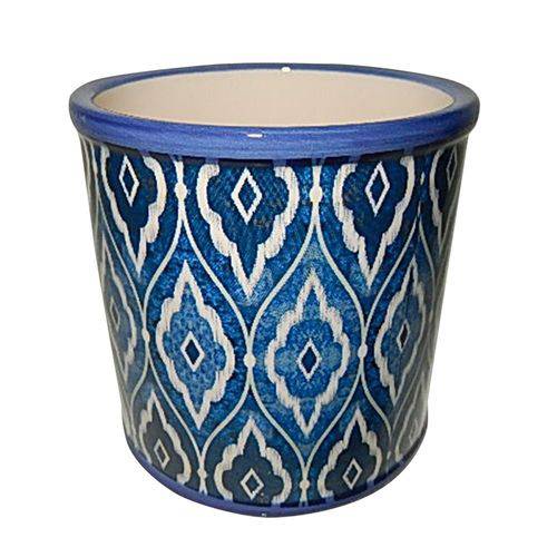 Cachepot, Vaso Decorativo de Cerâmica Rounded Marrocan Blue Azul Urban - H40419