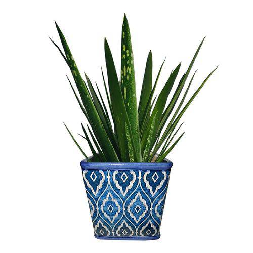Cachepot, Vaso Decorativo de Cerâmica Squared Marrocan Blue Azul Urban - H40413