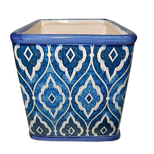 Cachepot, Vaso Decorativo de Cerâmica Squared Marrocan Blue Azul Urban - H40410