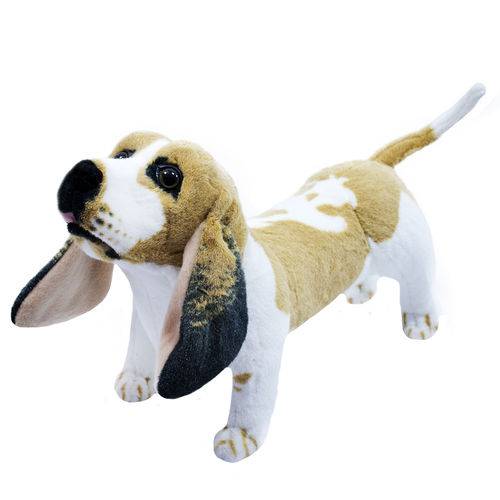 Cachorro Basset Hound Realista em Pé 40cm - Pelúcia