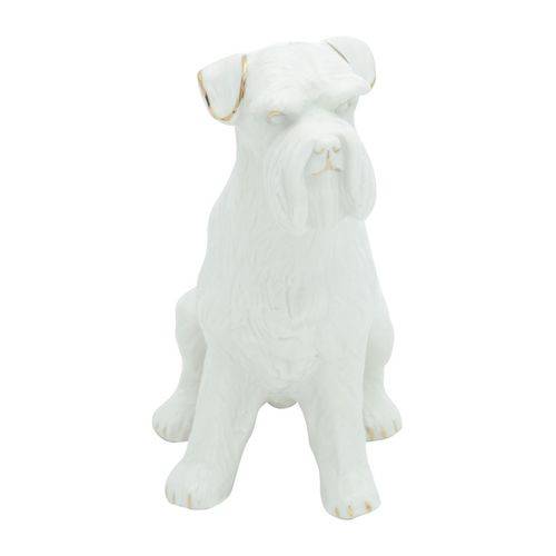 Cachorro Decorativo de Porcelana Branco Schnauzer Urban