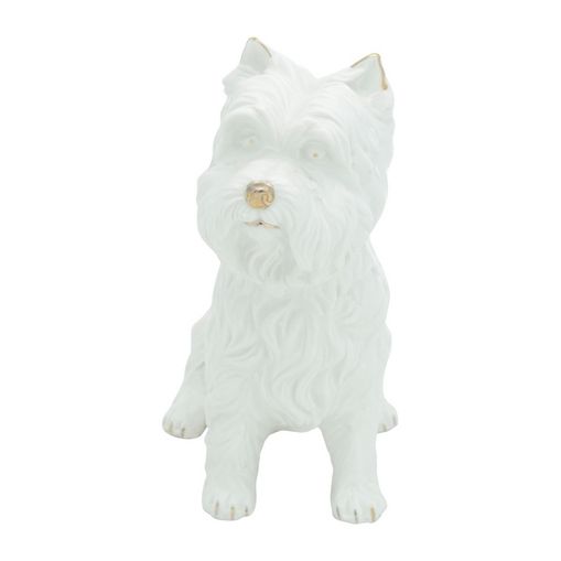 Cachorro Decorativo de Porcelana Branco Terrier Urban