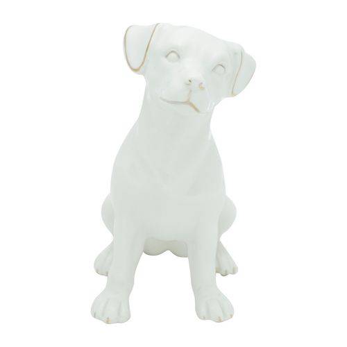 Cachorro Decorativo de Porcelana Branco Urban