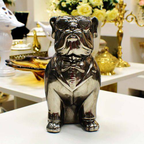 Cachorro Decorativo de Resina Prata - 54967