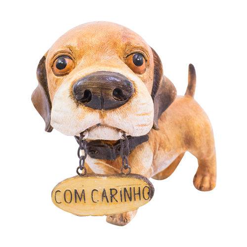 Cachorro Placa com Carinho 14cm - Resina Animais