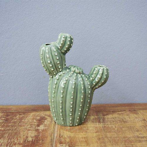 Cactus Berrel Decorativo em Cerâmica - 16x13 Cm - Cor Verde - 41181