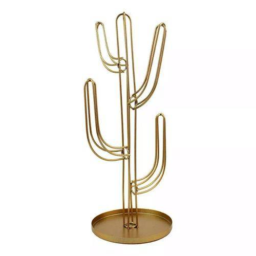 Cactus Decorativo em Metal - 29,2x13,3 Cm - Cor Dourado - 40830
