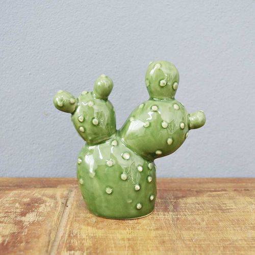 Cactus Pryckly Pear Decorativo em Cerâmica - 12x11,2 Cm - Cor Verde - 41174