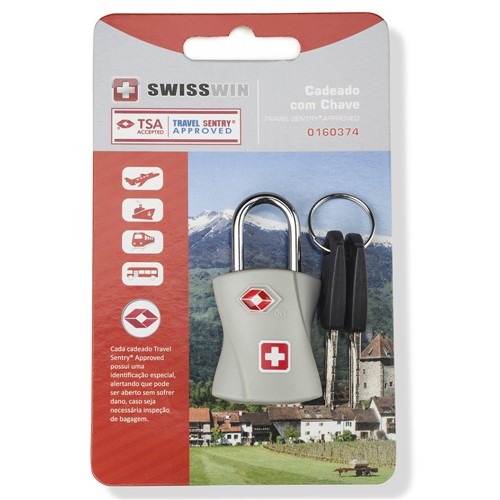 Cadeado Swisswin TSA com Chave PRATA/U