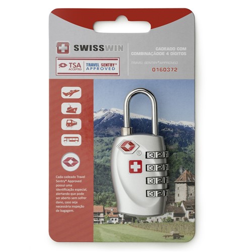 Cadeado Swisswin TSA Segredo com 4 Digitos PRATA/U