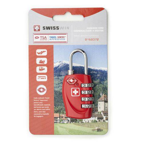 Cadeado Swisswin TSA Segredo com 4 Digitos