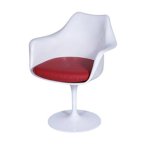 Cadeira 1130 Saarinen Branca com Assento Vermelho