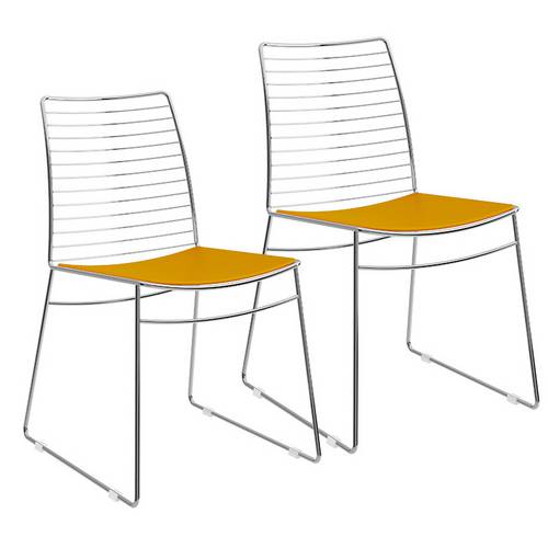 Cadeira 1712 02 Peças Cromado/Amarelo Carraro Móve
