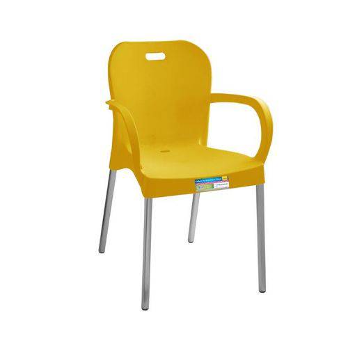 Cadeira Amarela com Pé Aluminio com Braço Ref 368 Paramount Plasticos