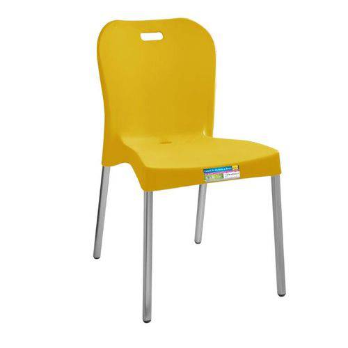 Cadeira Amarelo com Pé Aluminio Sem Braço Ref 364 Paramount Plasticos