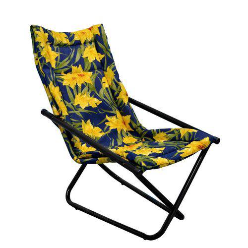 Cadeira Articulável Mônaco Preta e Floral