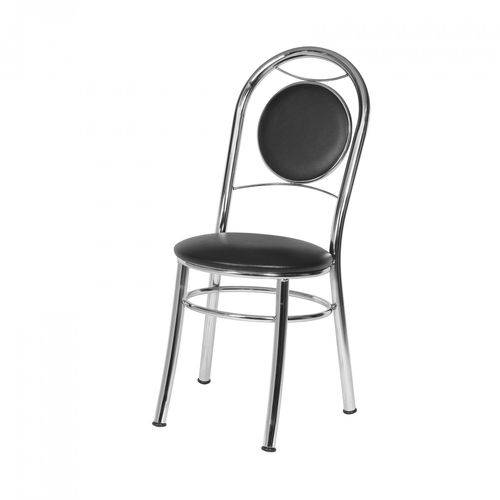 Cadeira Assento Estofado Móveis Brastubo Cromado/Preto