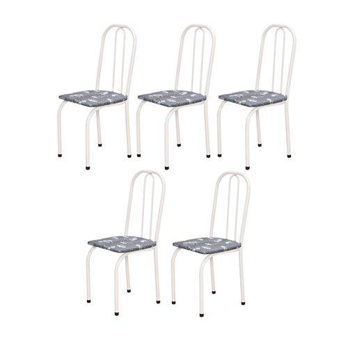 Cadeira Assento Reto 5 Peças 00101 Branco Cinza Floral Archeli