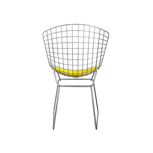 Cadeira Bertoia Cromada - Assento Corino Amarelo