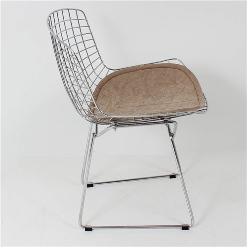 Cadeira Bertoia Cromada Suede Am01 Bege - Design Clássico e Original