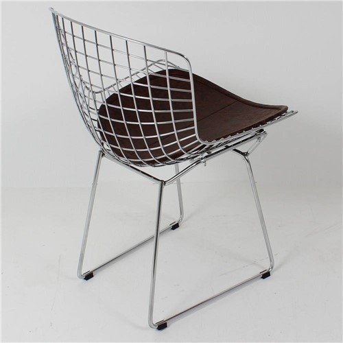 Cadeira Bertoia Cromada Suede Ev05 Marrom - Design Clássico e Original