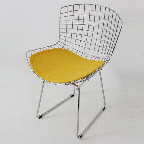 Cadeira Bertoia Cromada Suede Sd31 Amarelo - Design Clássico e Original