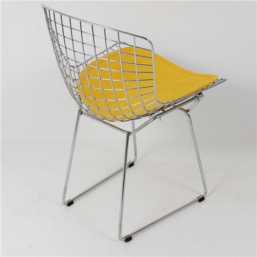 Cadeira Bertoia Cromada Suede Sd31 Amarelo - Design Clássico e Original